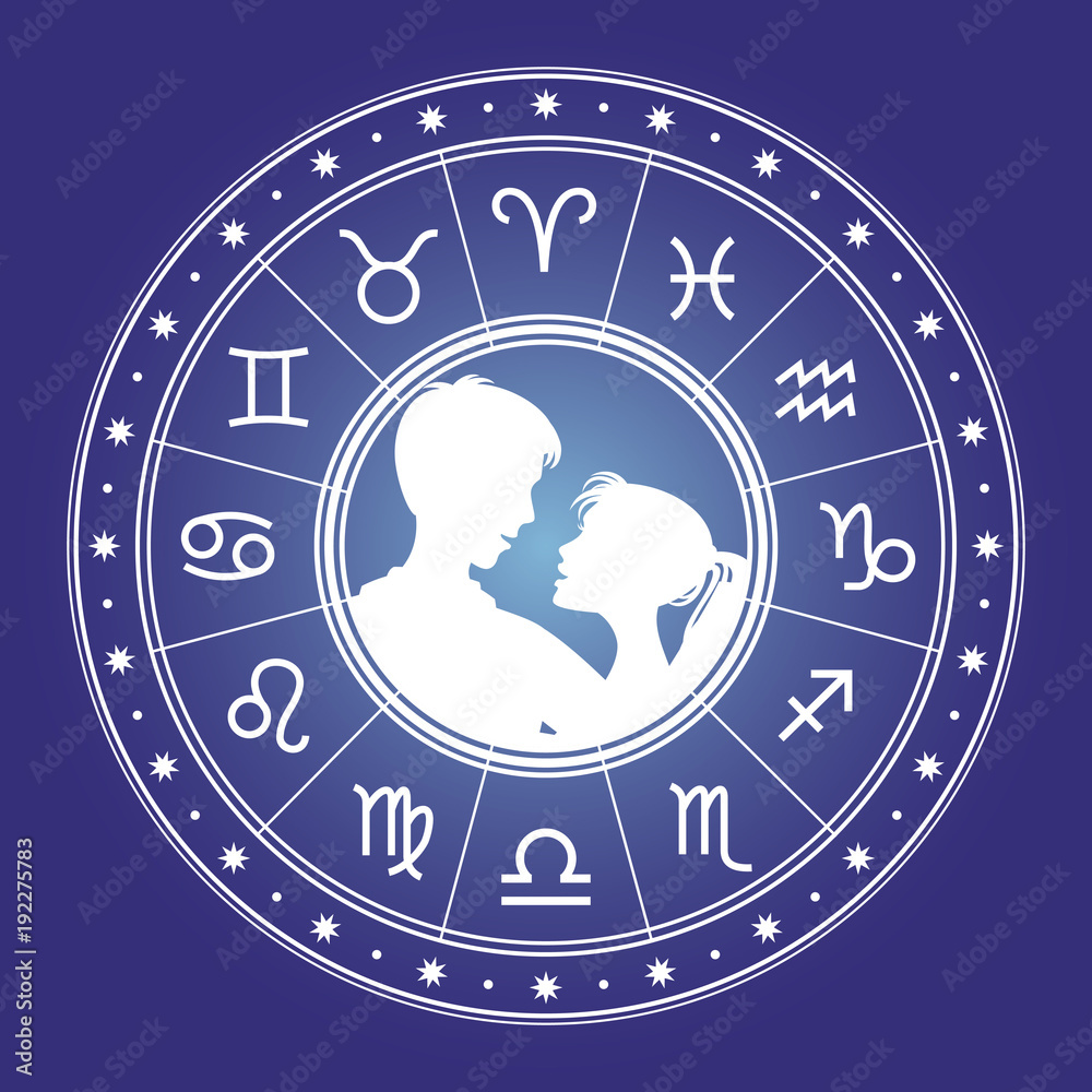 Couple man and woman and horoscope Couple man and woman and horoscope