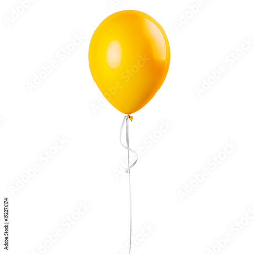 Yellow balloon isolated on a white background. Party decoration for celebrations and birthday