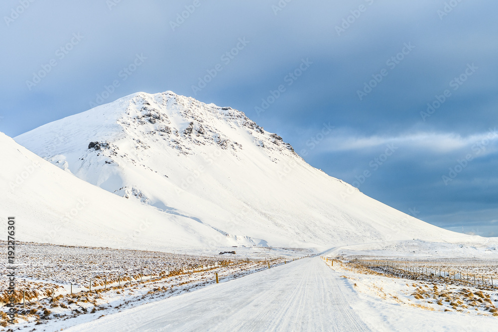 frozen highway at iceland
