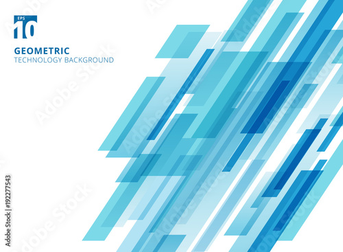 Abstract technology diagonally overlapped geometric squares shape blue colour on white background.