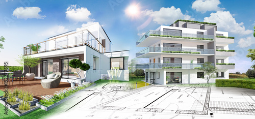 Concept immobilier et construction de maison photo