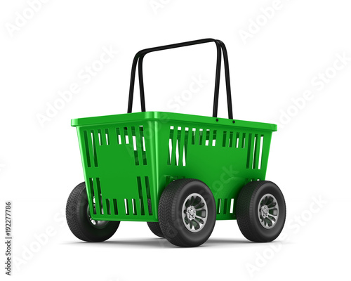 Green empty shopping basket...