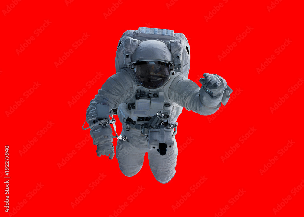 Naklejka premium Astronaut isolated on red background 3D rendering elements of this image furnished by NASA
