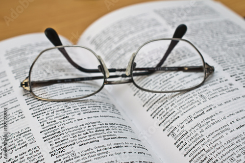 Wörterbuch mit Brille 