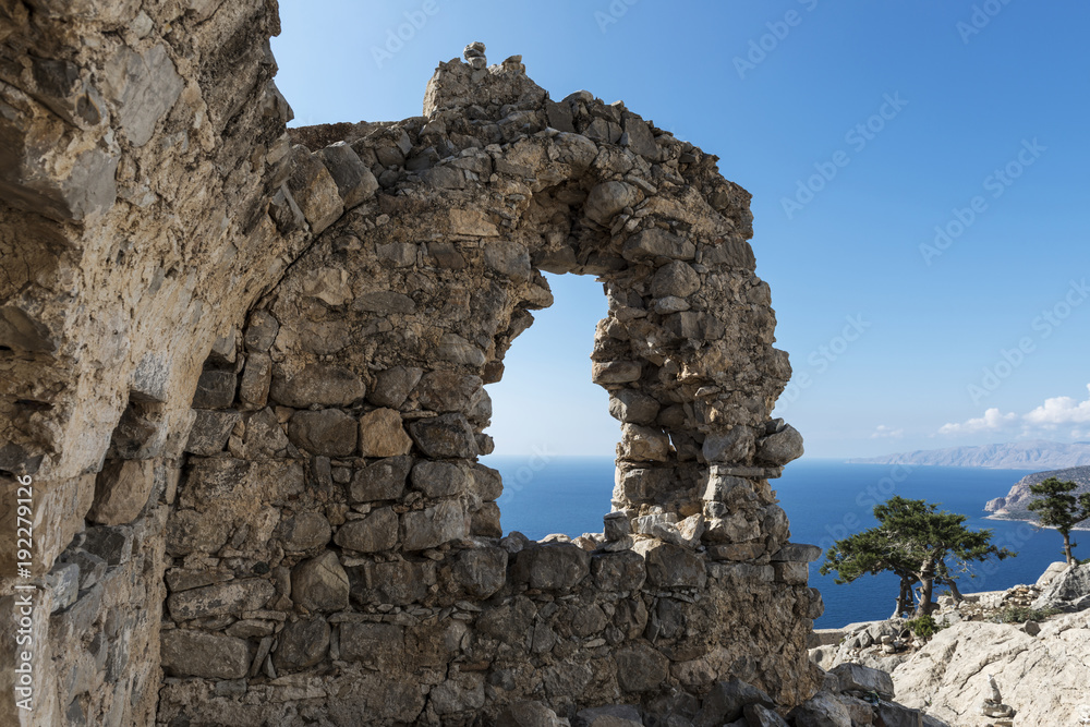 Monolithos Castle ruins. Rhodes, Greece Monolithos Castle ruins. Rhodes, Greece