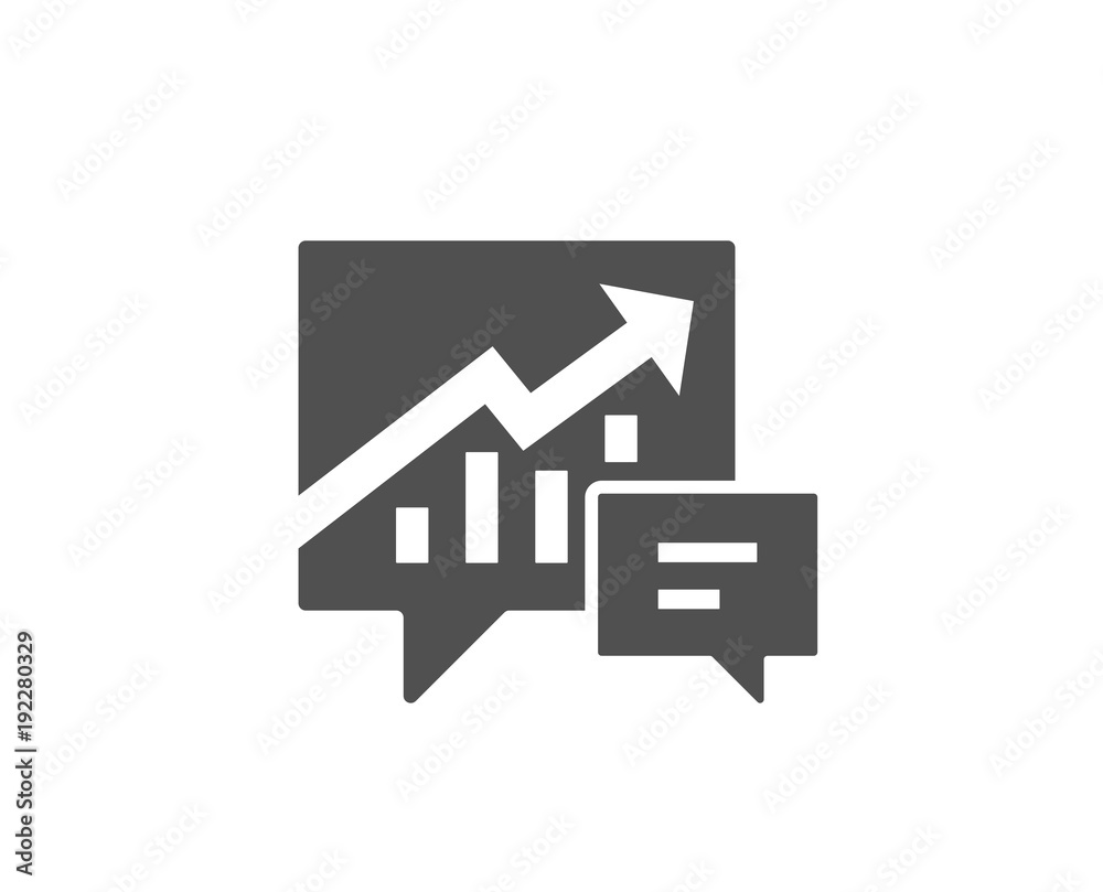 Chart simple icon. Report graph or Sales growth sign in speech bubble. Analysis and Statistics data symbol. Quality design elements. Classic style. Vector