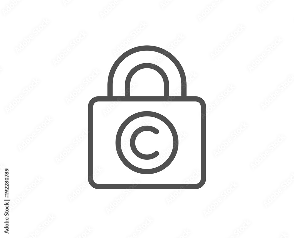 Сopyright locker line icon. Copywriting sign. Private Information symbol. Quality design element. Editable stroke. Vector Сopyright locker line icon. Copywriting sign. Private Information symbol. Quality design element. Editable stroke. Vector