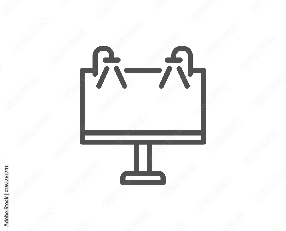 Road Ads banner line icon. Advertisement symbol. Business offer sign. Quality design element. Editable stroke. Vector Road Ads banner line icon. Advertisement symbol. Business offer sign. Quality design element. Editable stroke. Vector