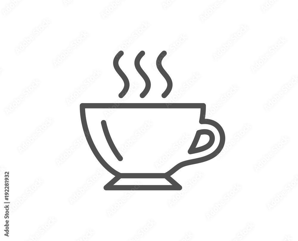 Coffee cup line icon. Hot drink sign. Cappuccino symbol. Quality design element. Editable stroke. Vector Coffee cup line icon. Hot drink sign. Cappuccino symbol. Quality design element. Editable stroke. Vector