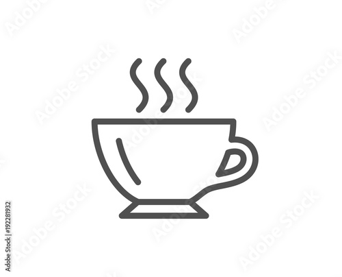 Coffee cup line icon. Hot drink sign. Cappuccino symbol. Quality design element. Editable stroke. Vector