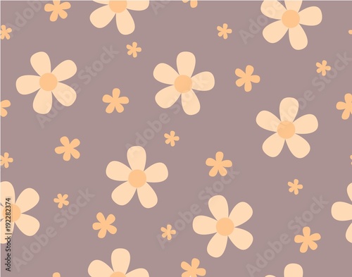 Flower and mini size flower on brown background, light orange flower on brown background seamless pattern, Not ordered, Sweet style, Cute pattern vector for Gift wrapping paper Tablecloth or drapery