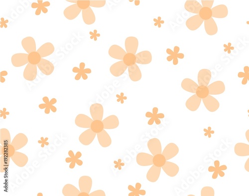 Flower and mini size flower on white background, Light orange flower on white background seamless pattern, Not ordered, Sweet style, Cute pattern vector for Gift wrapping paper Tablecloth or drapery