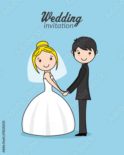beautiful couple of newlyweds holding hands. isolated vector