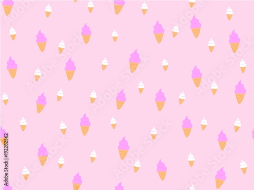 Ice cream seamless pattern, Seamless pattern with soft cream, cartoon style, Not ordered, Ice cream flat vector pattern, Cute pattern vector for Gift wrapping paper Tablecloth or drapery, Sweet style