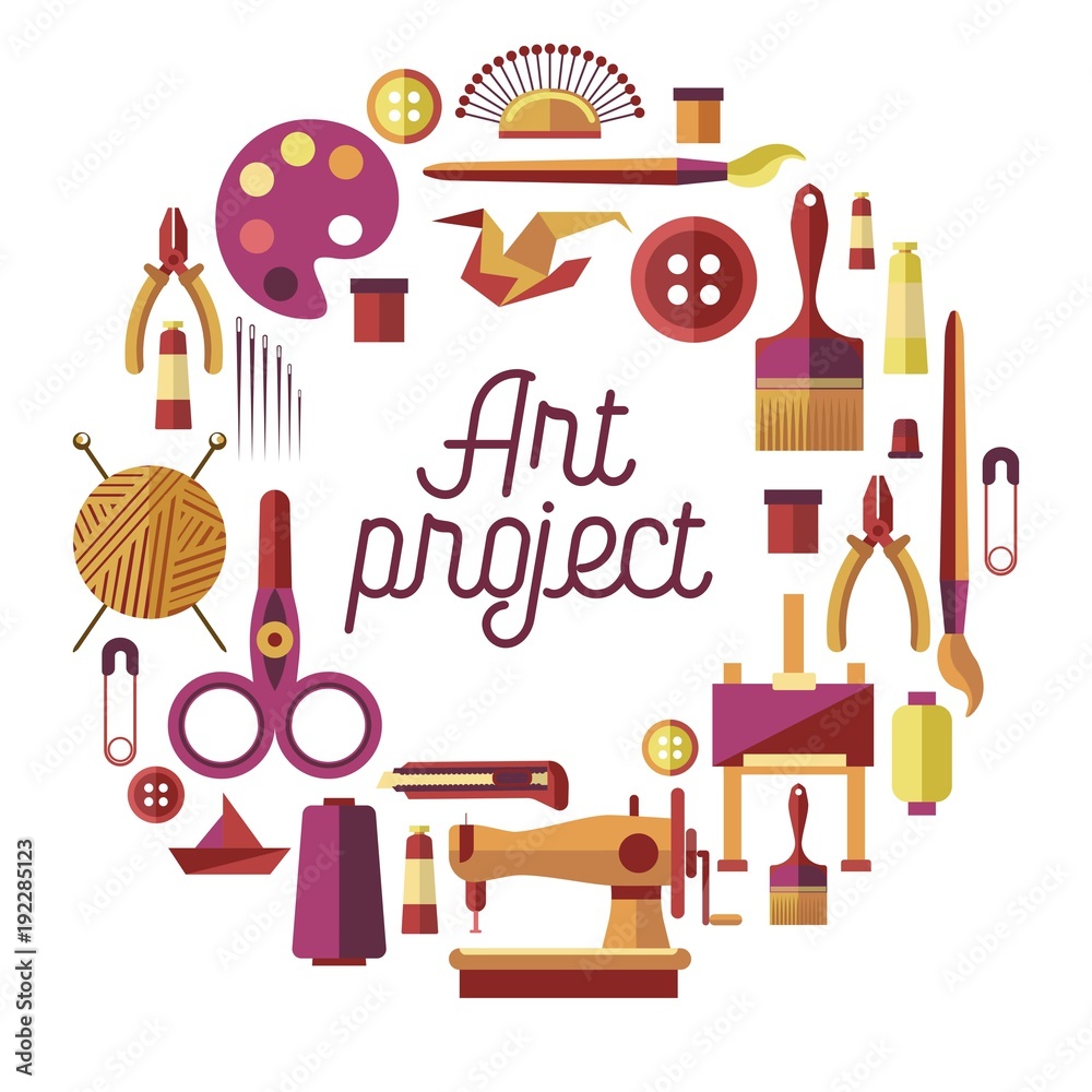 Creative art project vector poster for DIY handicraft and handmade craft  workshop classes Stock Vector | Adobe Stock