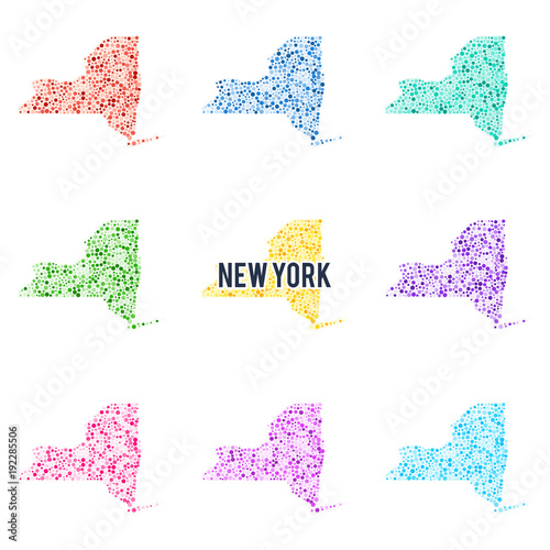 Vector colourful dotted map of the state of New York.