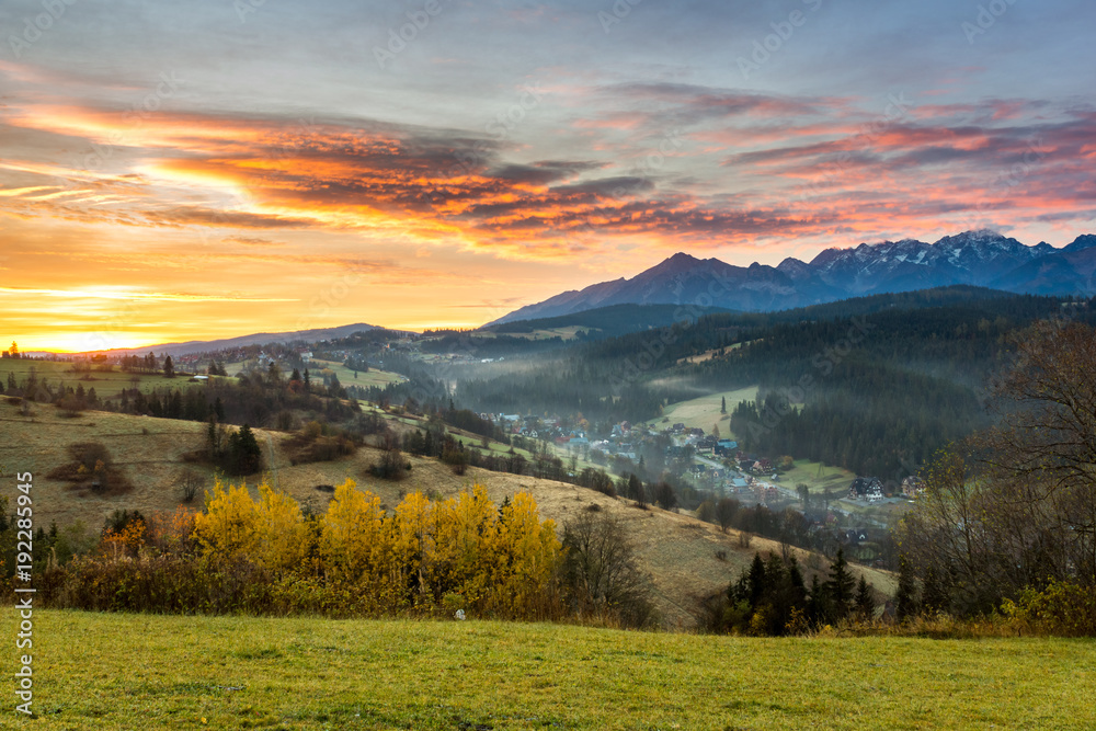 Tatra mountains at autumn from village Gliczarow Gorny, Poland Tatra mountains at autumn from village Gliczarow Gorny, Poland