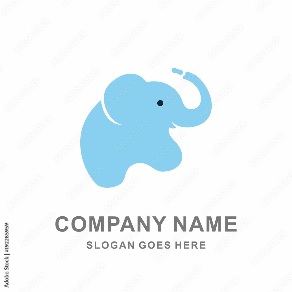 Logo Animal Cartoon Cute Baby Childcare Fashion Funny Elephant Happy Peanut Logo Design Symbol Icon Vector Template