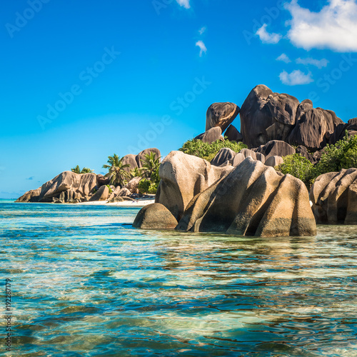 Tropical island beach, Source d'Argent, La Digue, Seychelles