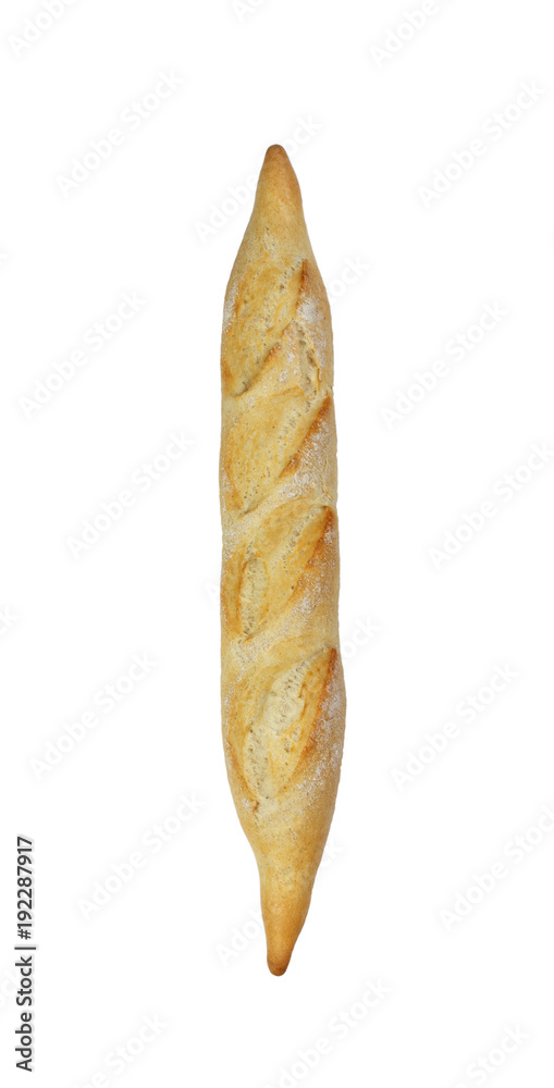 French baguette isolated on white background. dinner baked French baguette isolated on white background. dinner baked