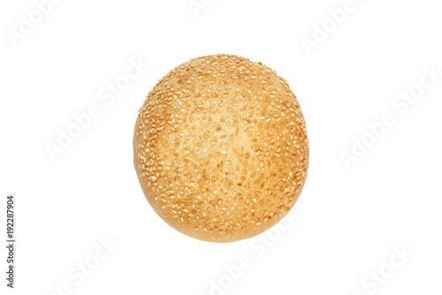 Sesame sandwich bun isolated on white background