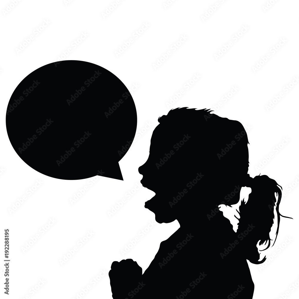 child with speech bubble silhouette illustration