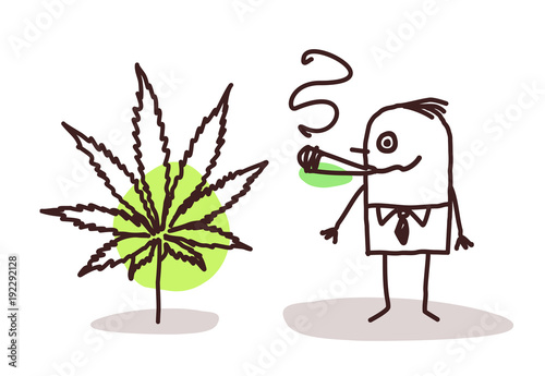 Cartoon Man Smoking Cannabis