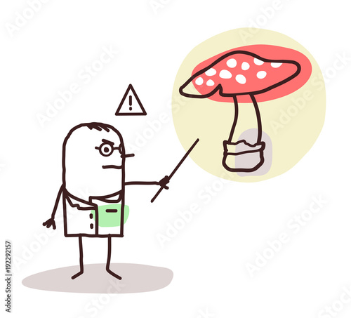 Cartoon Doctor with Dangerous Mushroom