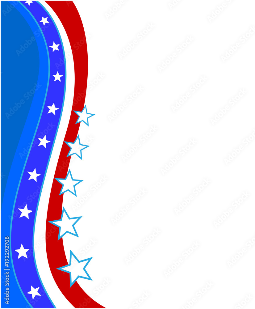 Fototapeta premium Abstract United States flag stars wave background frame with empty space for text.