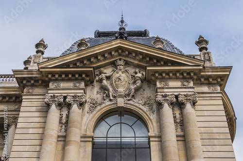 External view of Architectural Details of famous Petit Palais  Small Palace  1900  in Paris  France.