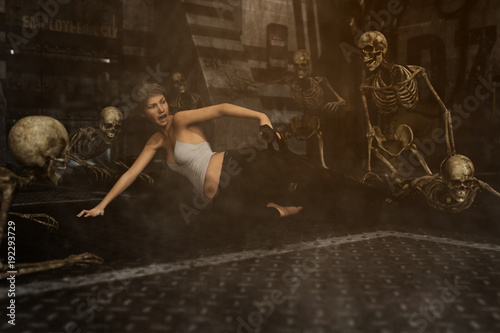 Death trap,3d art horror fiction for book cover or book illustration 