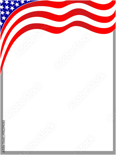 American flag wave background frame with empty space for text.