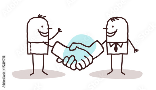 Cartoon Men Shaking Big Hands