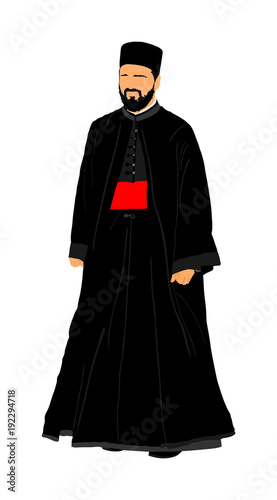 Orthodox Christian priest vector isolated on white background. High detailed illustration.