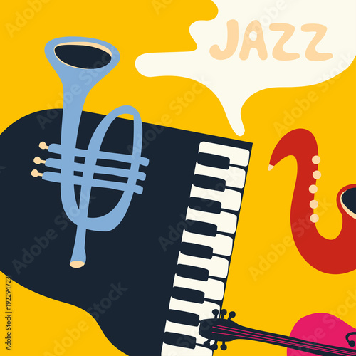 Canvas Print Jazz music festival poster with music instruments