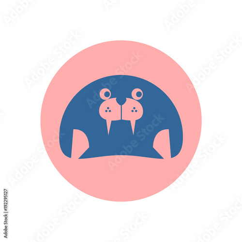 Cute Seal Circular Icon Illustration
