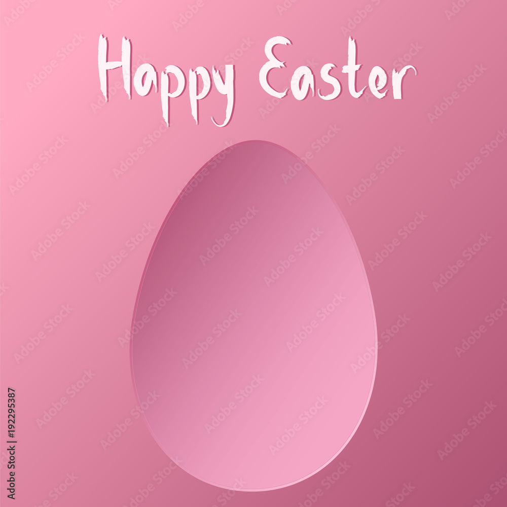 Happy Easter pink greeting crd with colored egg, stock vector illustration