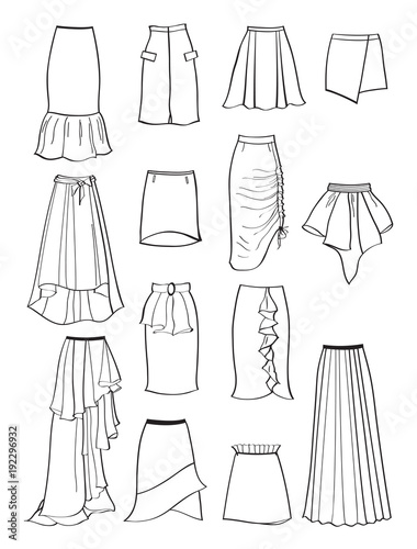  Contour of skirts with asymmetry and folds