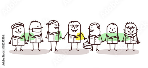 Cartoon Doctors and Scientists Team