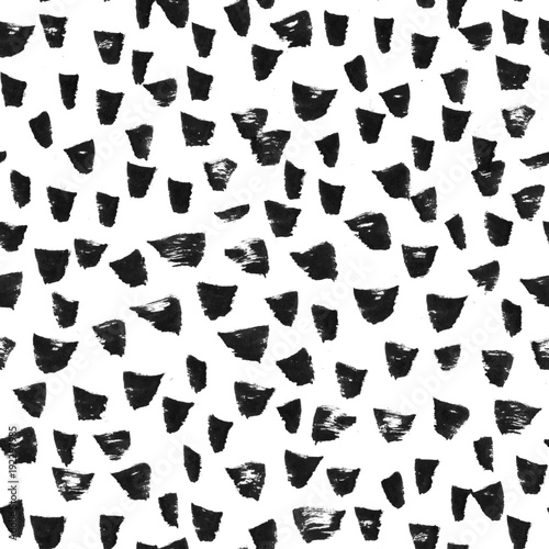 Seamless pattern with black watercolour brush dabs