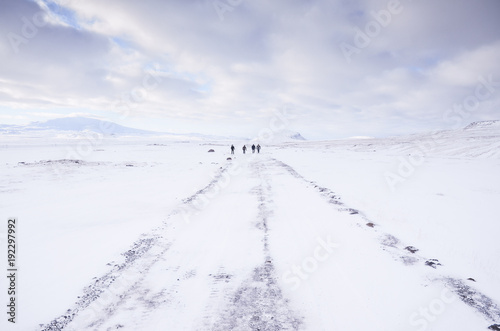 iceland nature, winter travel photo in snow, adventure, trip, hiking, mountains. © kovop58