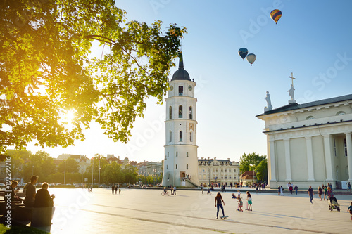 The Cathedral Square, main square of the Vilnius Old Town, Vilnius, Lithuania