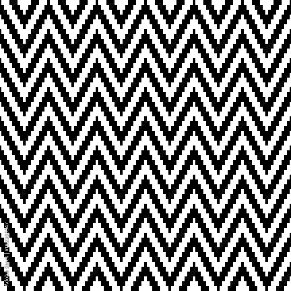 Seamless Pattern Pixel Chevron Black/White Little