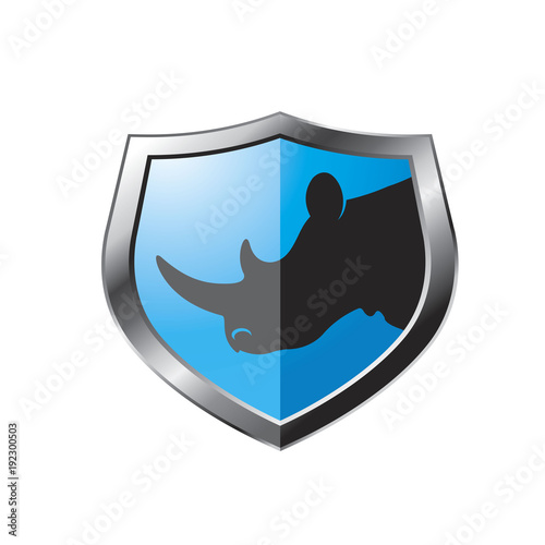 isolated shield with rhino vector logo
