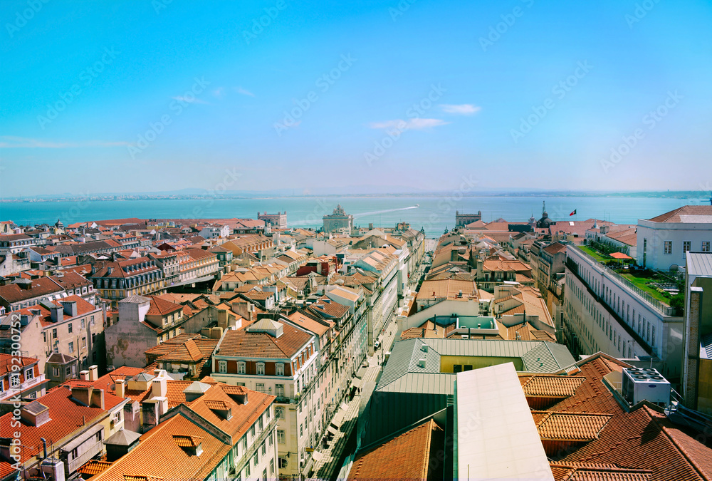 Skyline view over Rossio square, Lisbon.
