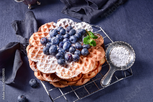 waffles with blueberries photo