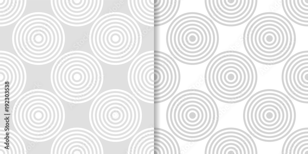 Light gray geometric ornaments. Set of seamless patterns Light gray geometric ornaments. Set of seamless patterns