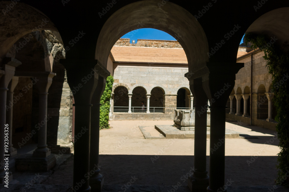 Cloister of the abbey of Sant Pere de Rodes, Spain.