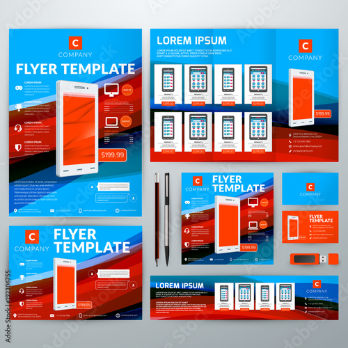 Corporate identity with abstract vector background. Web banner, flyer, leaflet, poster, business card
