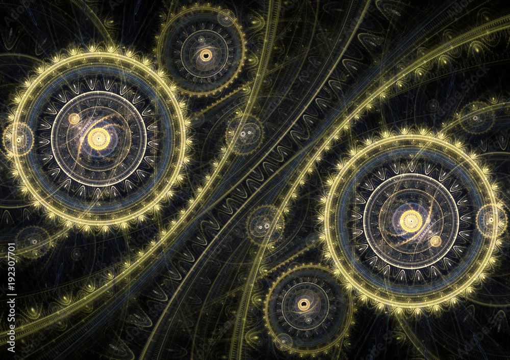 Abstract mechanical fractal, steampunk machine